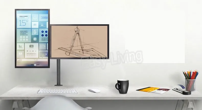 MS02 Desktop Clamping Full Motion 360 Degree Dual Monitor Holder 10&quot-27&quotLCD LED Mount Arm | Компьютеры и офис