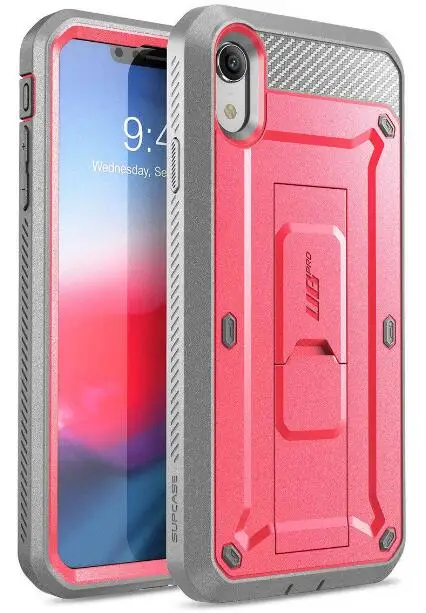 Чехол для iPhone XR 6,1 дюйма SUPCASE UB Pro, прочная кобура, чехол для телефона со встроенным протектором экрана и подставкой - Цвет: Pink