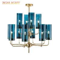 luxury modern glass chandelier lighting 6 15 heads bluecognac nordic hanglamp living dining room bedroom indoor light fixture