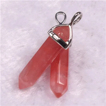 Strawberry Quartz 50 шт./лот, ассорти, клубника, кварцевый и из натурального камня, подвески, подвески, шестиугольные, заостренные, целебные рейки, 7 маятник с чакрами - Окраска металла: Strawberry Quartz