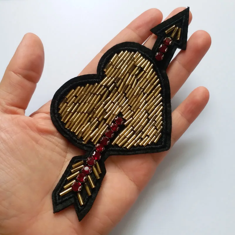 2 шт./компл. нашивки с бусинами в форме сердца мечом для одежды блестки Стразы