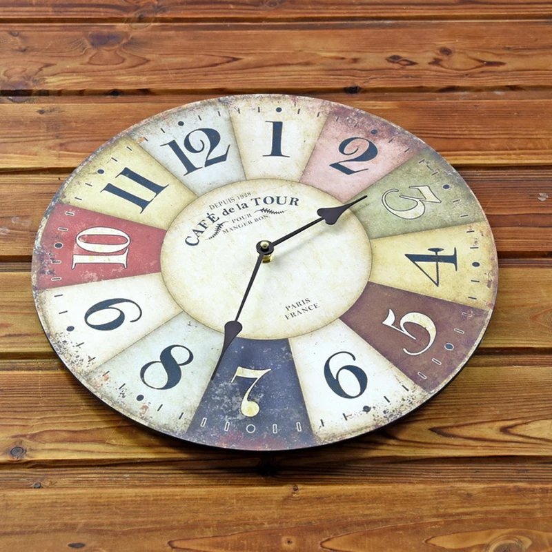 1 ШТ. Старинные Деревянные Настенные Часы Современный Дизайн Деревенском Стиле