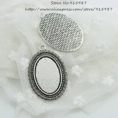Овальные заготовки для подвесок Sweet Bell 7A1089, 10 шт., под старину, серебряный сплав, камея 31*46 мм (диаметр 20*30 мм), овальные заготовки для подвесок с кабошоном