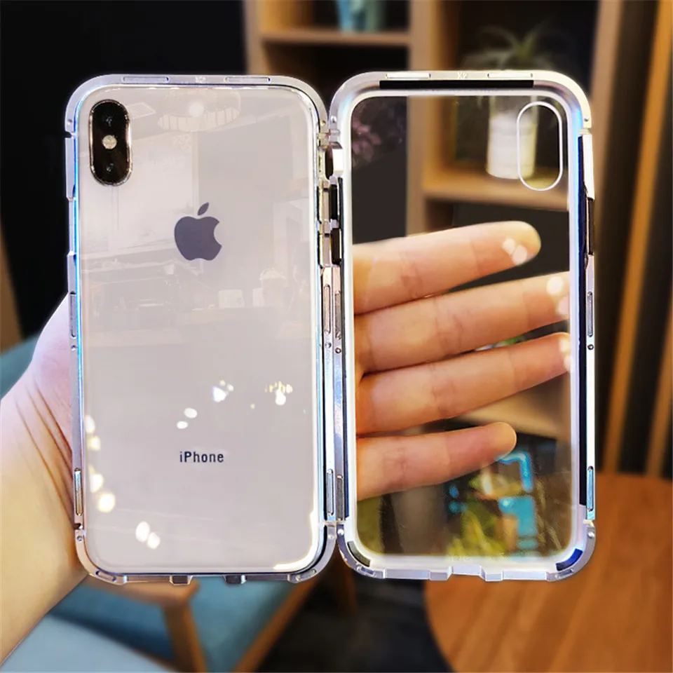 Магнитный адсорбционный чехол для телефона iPhone 7 8 plus металлический магнитный из