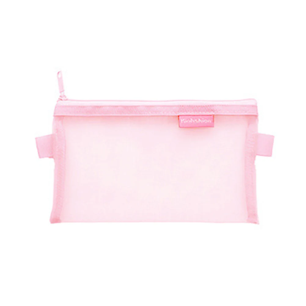 pink L Новая прозрачная сумка на молнии, сумка для ручек, сумка для карандашей, чехол для хранения кистей, сумка для девочек, корейский студенческий канцелярский товар, школьные принадлежности - Цвет: pink L