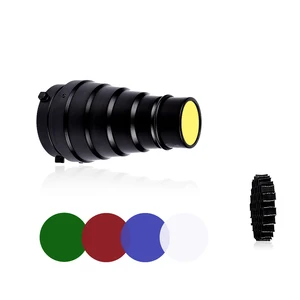 Металлический конический тубус CY SN02 с сотовой сеткой, 5 шт., Набор цветных фильтров для студийной фотосъемки с креплением Bowens стробоскопический монолайт