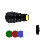 SN02 металлический конический Snoot с ячеистой сеткой 5 шт Набор цветных фильтров для Bowens Mount Studio стробоскопический монолайт фотовспышка