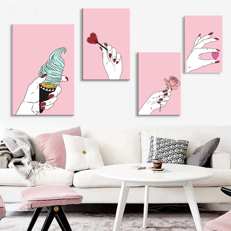 Настенная картина леди руки с изображением мороженого|Рисование и каллиграфия| |