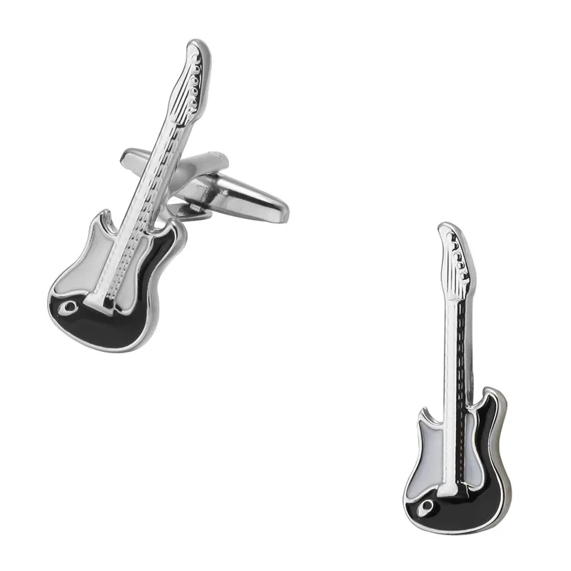 Серебристые брендовые запонки для гитары высокое качество мужская рубашка