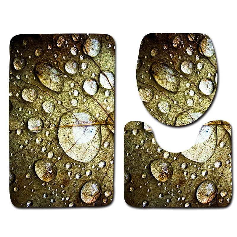 free shipping 3pcs green leaves banyo bathroom carpet toilet u type bath mats set non slip pad tapis salle de bain alfombra bano free global shipping