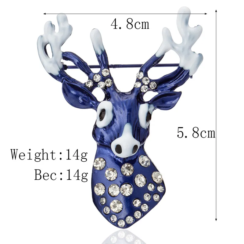 Милые Броши с оленем из горного хрусталя синие эмалевые булавки эмалью для
