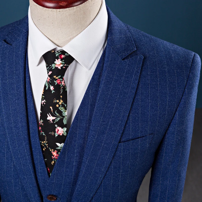 Для мужчин s костюм в полоску 2018 Slim Fit костюмы для свадьбы Марка Темно синие