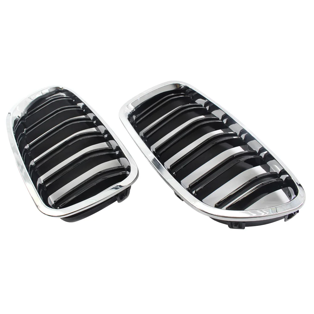 2 шт. хромированная двойная ребристая Передняя решетка гриль бленда нос для BMW F10