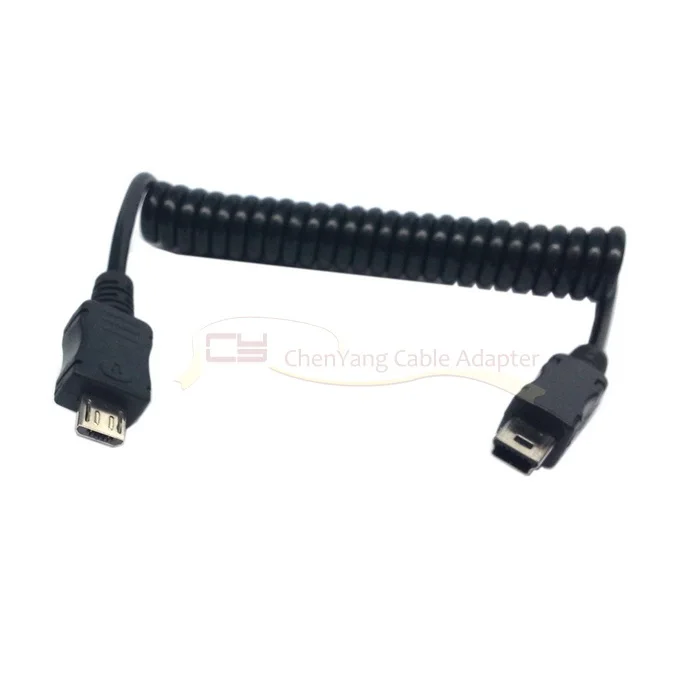 (100 шт./лот) USB 2 0 Mini 5pin к Micro 5Pin эластичный Дата-кабель черный для планшета 5 м 50 см DHL |