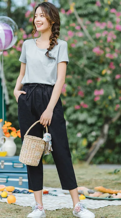 INMAN, лето, Новое поступление, средняя талия, тонкая, Ретро стиль, Hongkong tstyle, все совпадают, свободные, женские, повседневные, Капри