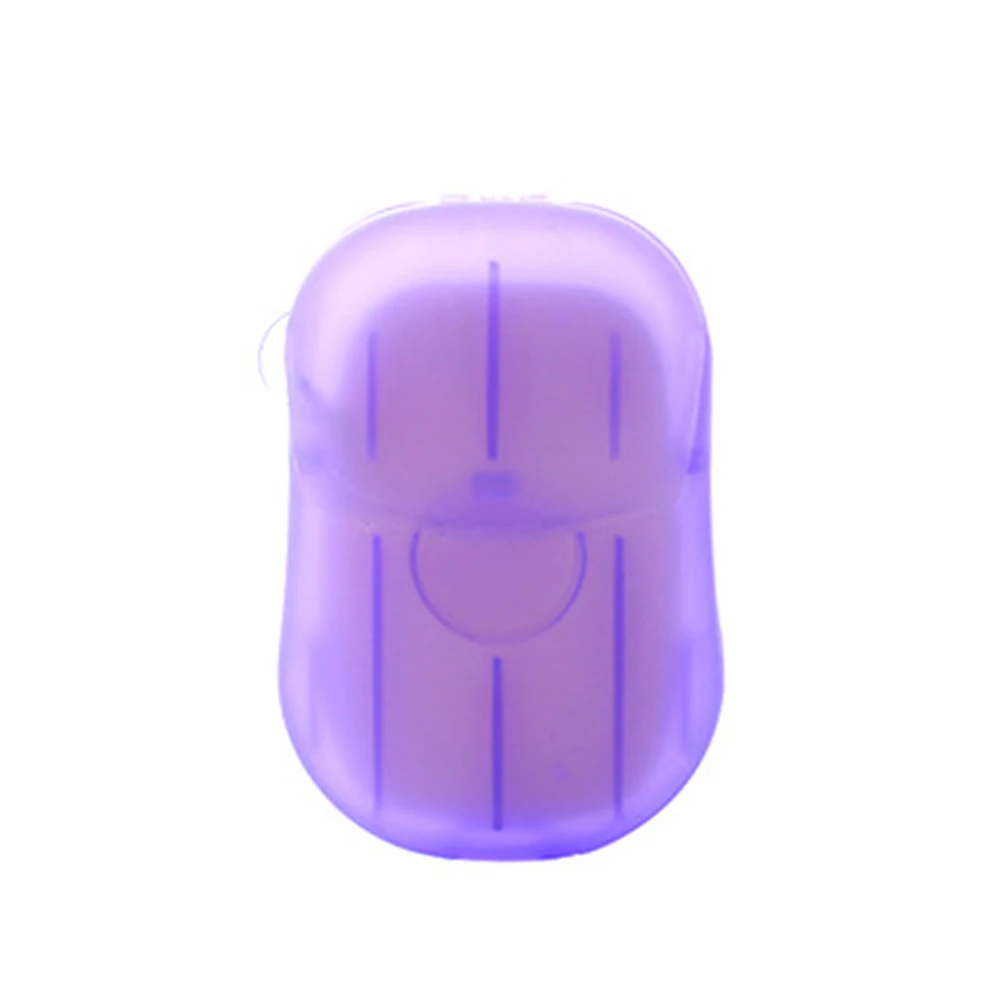 Портативные одноразовые мыльные хлопья 20 шт с коробкой для хранения Контейнер мыльная бумага s Ароматизированная пенящаяся бумага мыло принадлежности для мытья рук - Цвет: Purple