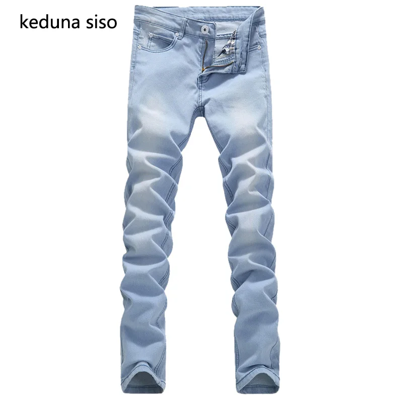 Новое поступление 2018 модные повседневные тонкие дизайнерские джинсы небесно