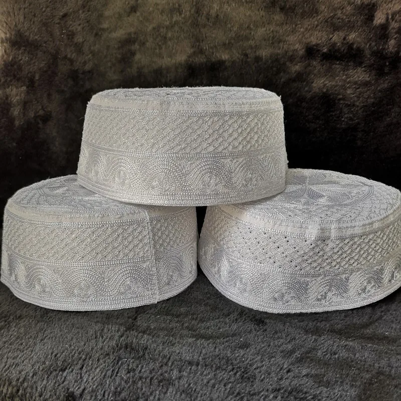 Белые шапки Musulman Beanie kippah Арабские исламские чашки для мужчин головной платок исламский человек капот Индия молитва мусульманский ткачество Халяль шляпа