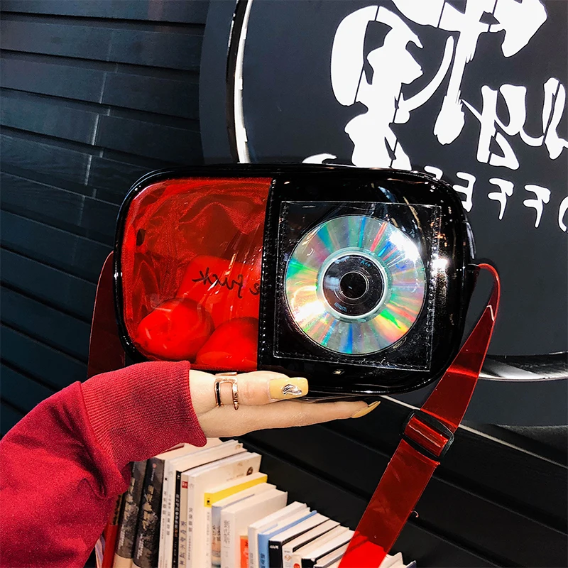 Уникальная ПВХ CD аппликация модная цветная женская сумка через плечо мини