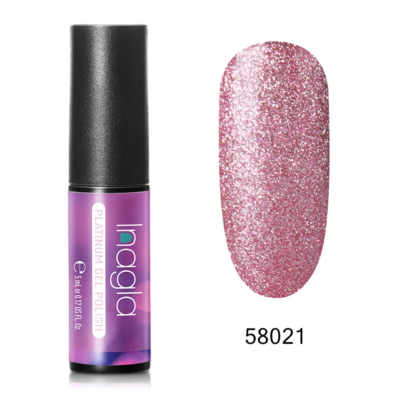Inagla 5 мл Платиновый Гель лак для ногтей Полупостоянный УФ гель Bling Color Gellak Top Coat