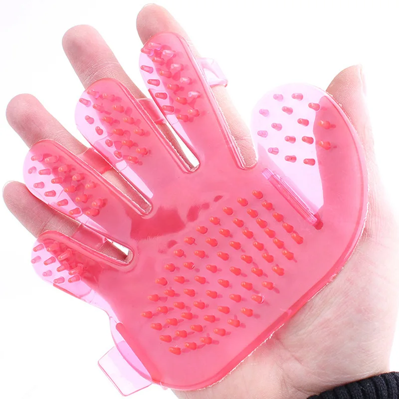 pink Щетка для ухода за кошками, перчатка для собак, мягкий эффективный массаж спины, мех для мытья, гребень для купания, щетка для чистки собак - Цвет: pink