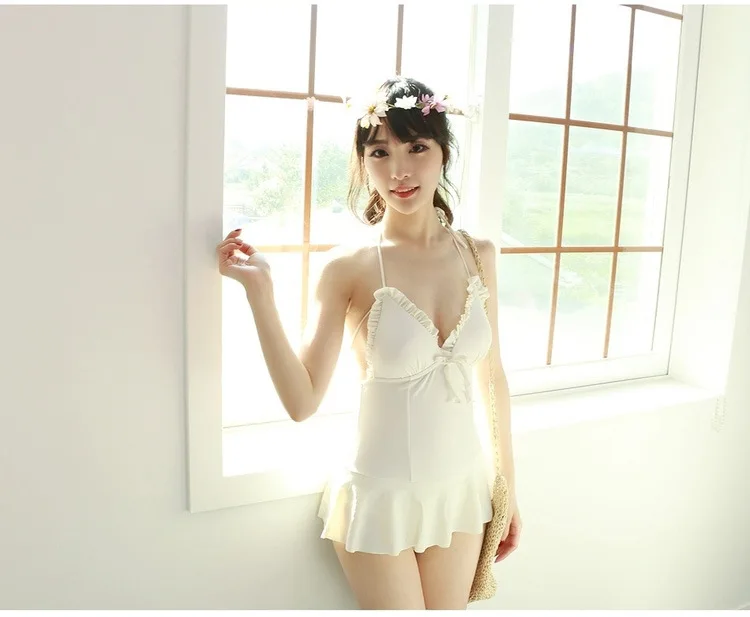 Новый сиамский купальник юбка с открытой спиной милый Японский Корейский чехол