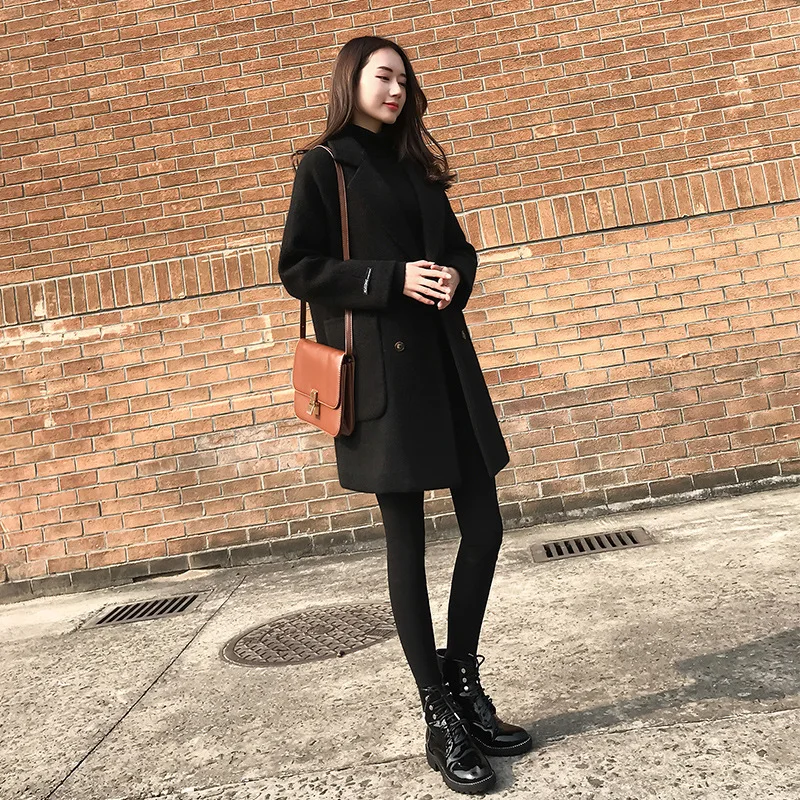 Уличная одежда в Корейском стиле Harajuku длинное твидовое пальто большого размера