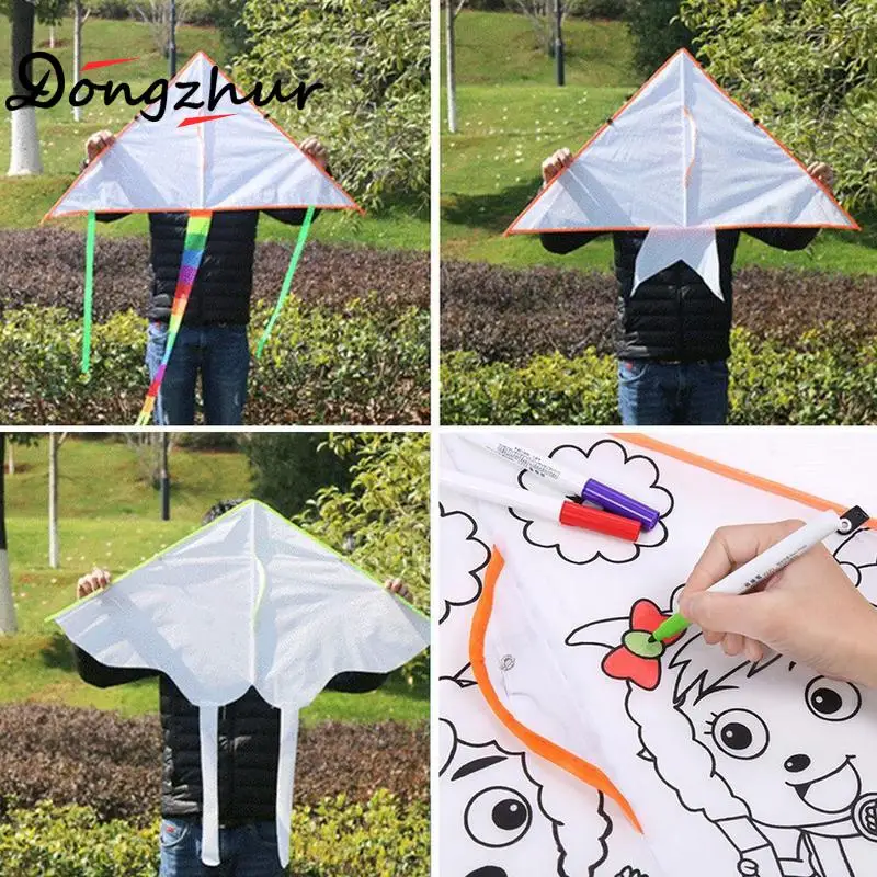 Dongzhur Спорт на открытом воздухе DIY Рисунок кайт дети кайт образование живопись кайт с ручкой и линией хорошие летающие воздушные змеи в форме птиц