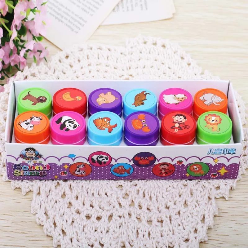 12 шт./лот детская мультяшная Марка с животными детские пластиковые резиновые