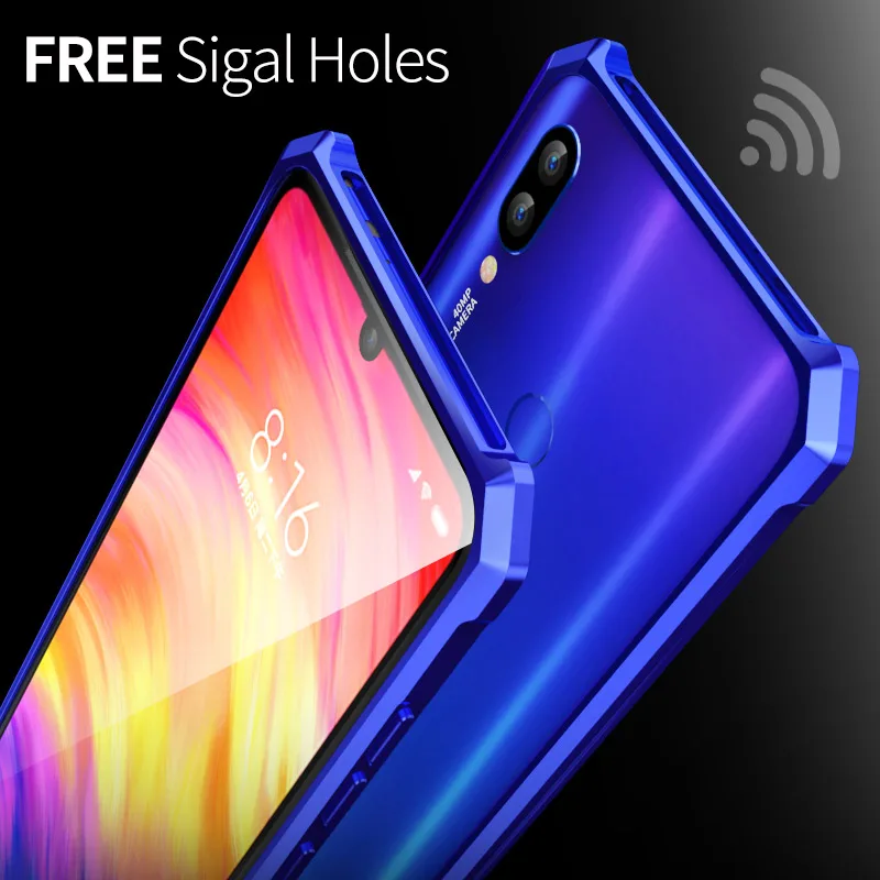Роскошный Алюминиевый бампер чехол для Xiaomi Redmi Note 7 Ретро Бизнес полный край