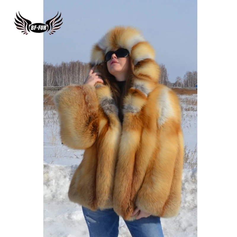 BFFUR модная одежда новые настоящие пальто из натурального меха лисы для женщин Зимняя распродажа полная кожаная куртка женская плюс размер