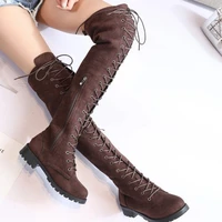 cootelili thigh high boots lace up women shoes over the knee boots flat long boots ladies rubber boots women shoes 35 43