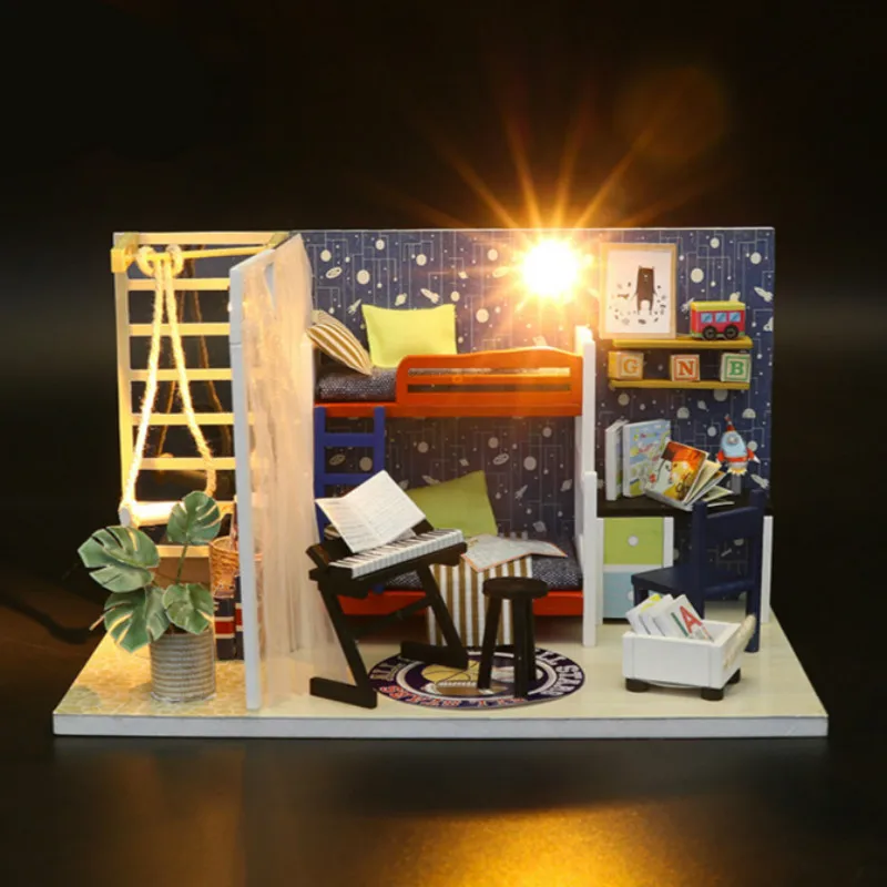 

DIY Wooden Hand-assembled architectural model house future space of Diy House gift for girls on Valentine's Day