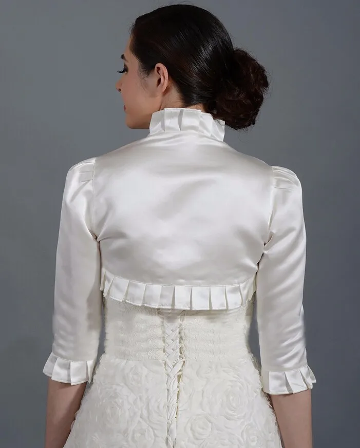 На Заказ 3/4 рукав атласная Оборками свадебный Края куртки женщины куртка