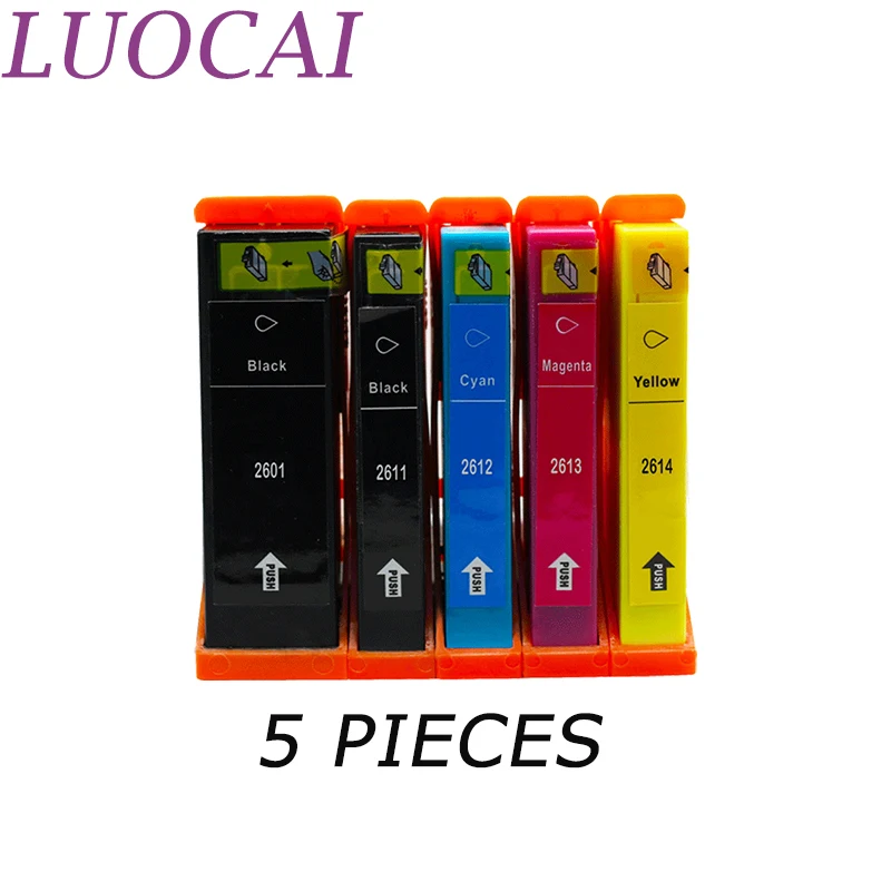 LuoCai совместимый 5 шт. чернильный картридж для Epson T2601 T2611 T2614 XP 510 520 600 605 610 615 620 625 700 710