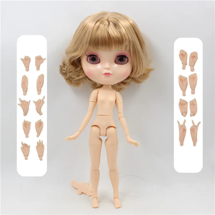 DOLL WITH HAND AB Ледяной DBS кукла маленькая грудь азон тело золотой микс каштановые волосы натуральная кожа 30 см 1/6 игрушка - Цвет: DOLL WITH HAND AB