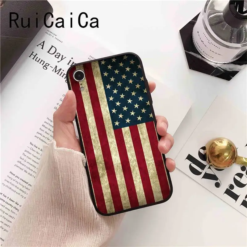 Ruicaica американский флаг США мягкий черный чехол для телефона iPhone 5 5Sx 6 7 plus 8 Plus X XS MAX
