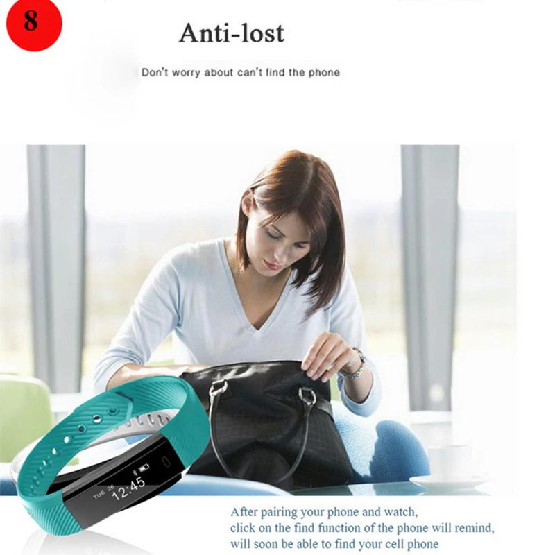 ID115 Смарт фитнес-браслеты трекер умный Браслет Шагомер Bluetooth Smartband