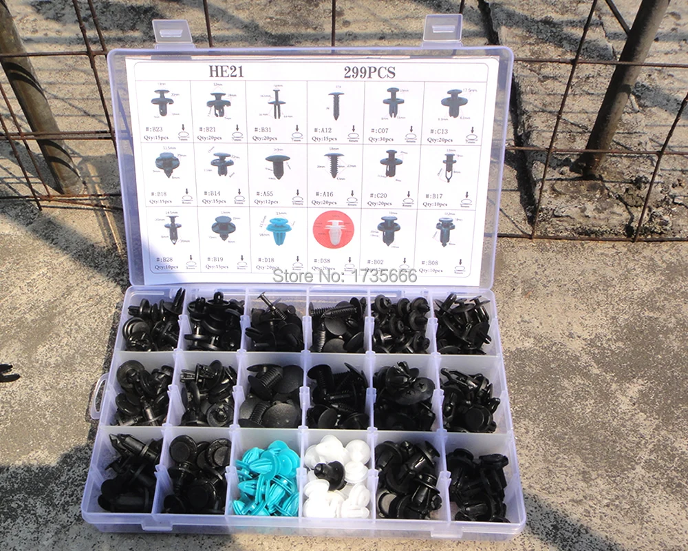 

299pcs Push pin Bumper Retainer Clip Car Body Panel Fastener Trim Mould Case For BMW Mercedes-Benz Subaru Suzuki