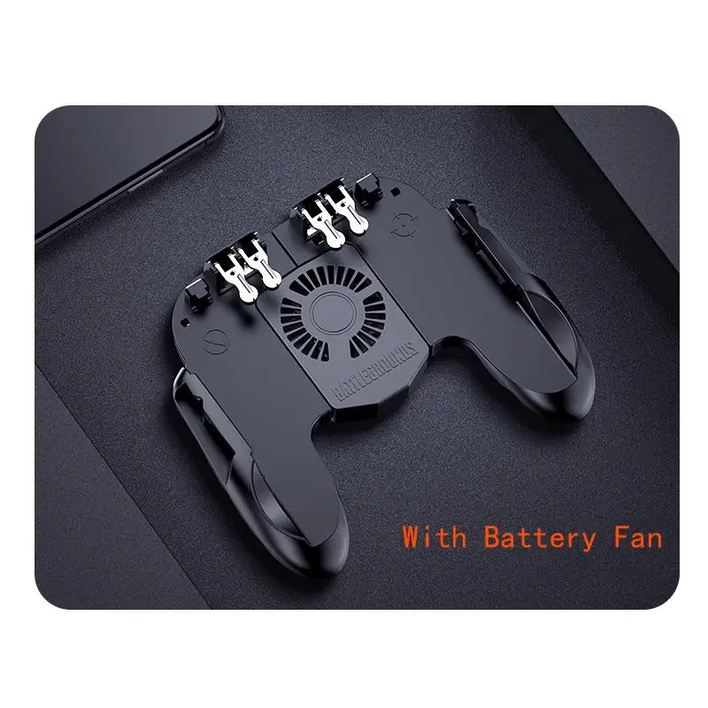 With battery fan PUBG контроллер с вентилятором игровой контроллер pubg мобильный игровой триггер Кнопка огня для iphone ios игровой контроллер Джойстик Геймпад - Цвет: With battery fan
