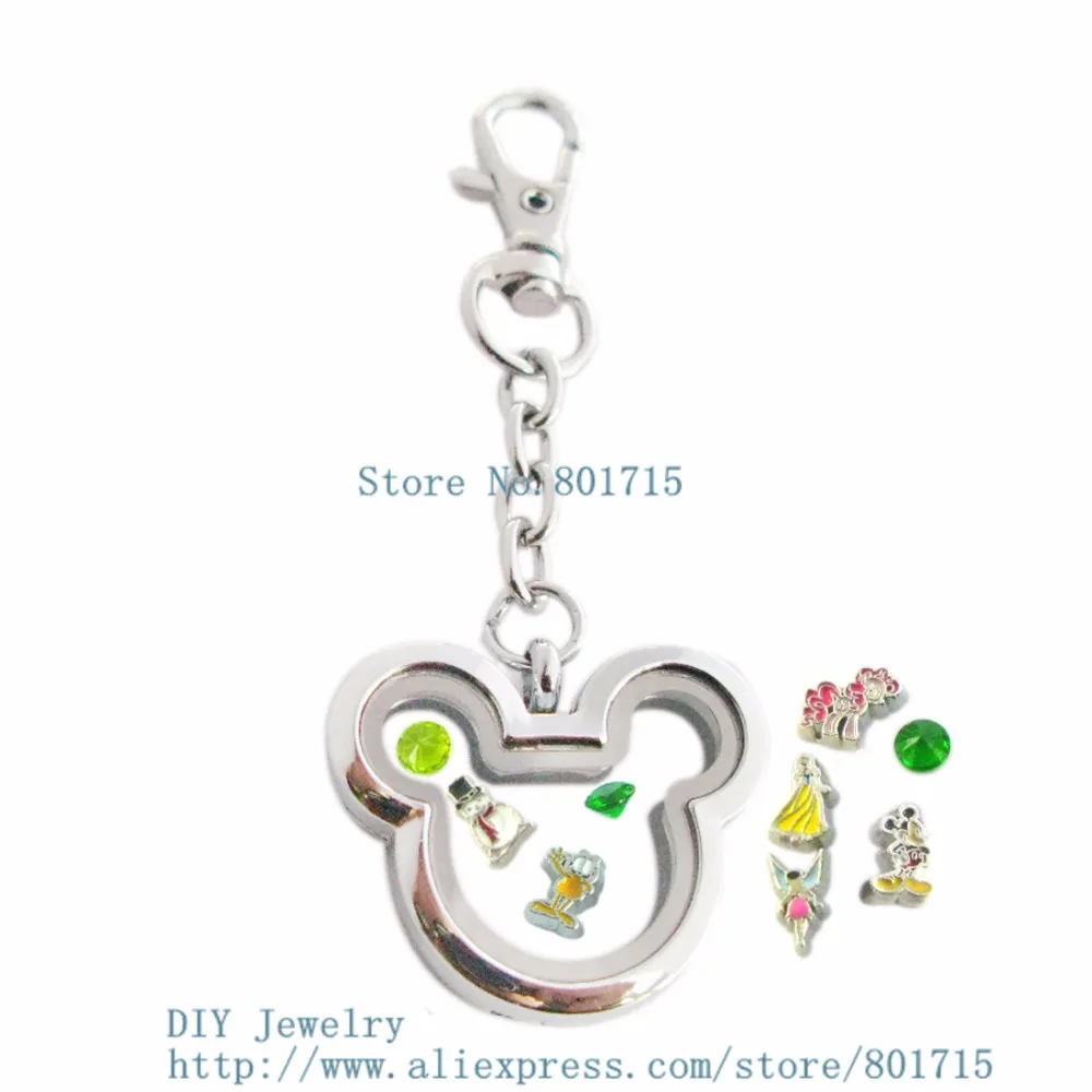 1 Набор плавающий Магнитный брелок в форме мыши из цинкового сплава|floating locket