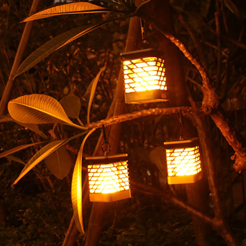 LED Solar Hanging lanterns light Waterproof Solar LED Flame Light Blinking Lawn Lamp outdoor garden decoration lighting ip65