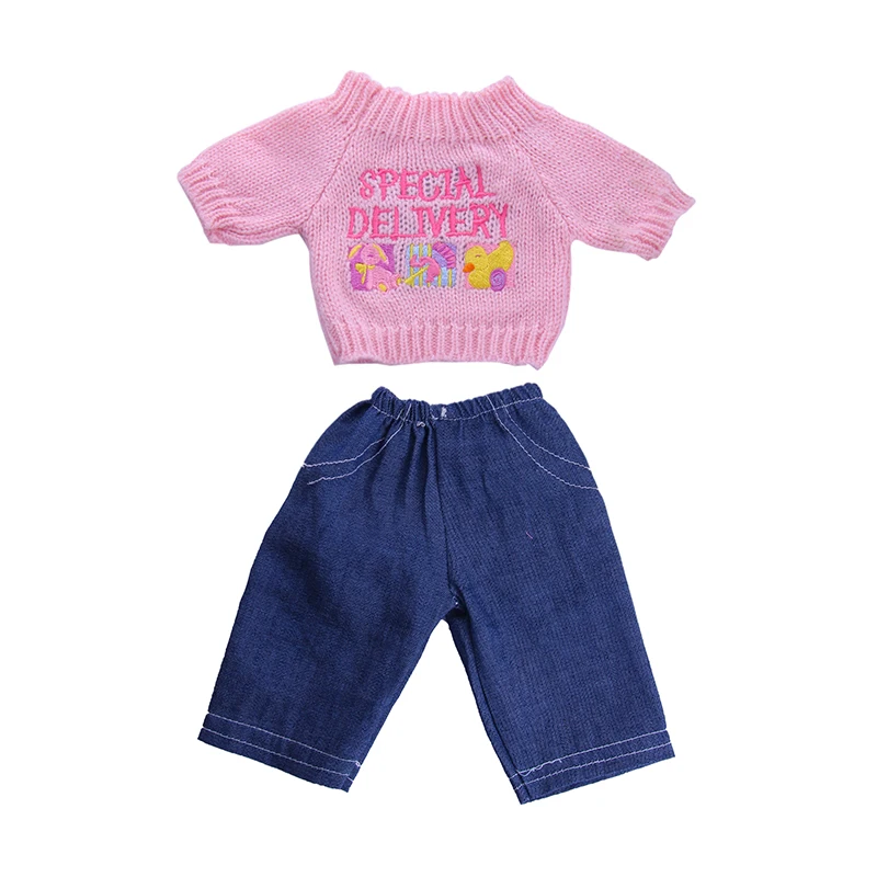 New Pink Sweater + Jeans Doll Clothes Wear fit 43cm Baby Born zapf Children best Birthday Gift Accessories | Игрушки и хобби