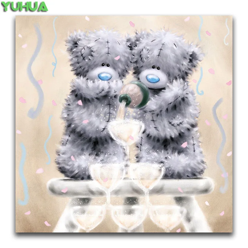 5D DIY Алмазная вышивка крестиком на рисунке, Teddy Bear полная квадратная Алмазная вышивка мультфильм животных Круглый Алмазная мозаика «любящее сердце» - Цвет: 17