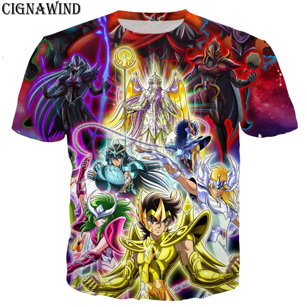 Футболка с принтом аниме Saint Seiya летние топы для мужчин и женщин футболка коротким