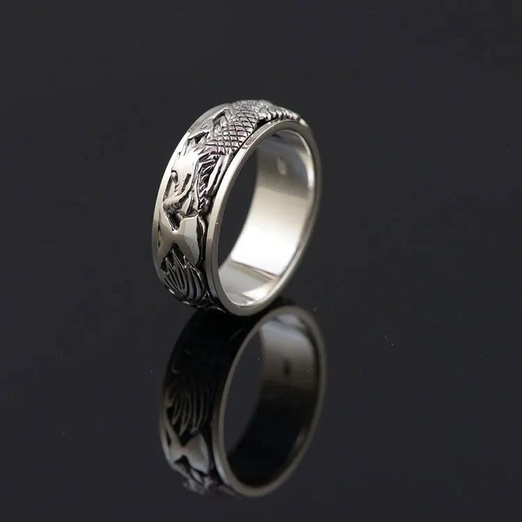FNJ 925 Серебряное кольцо с головой дракона, новая мода, настоящее Серебро S925 пробы, тайское серебро, кольца для женщин и мужчин, ювелирные изделия, размер США 7-11,5