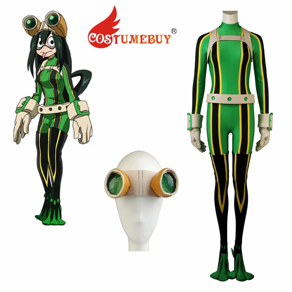 

Костюм персонажа аниме Моя геройская Академия Tsuyu Asui костюм комбинезон боку нет героев Академия косплей костюм с очками любого размера L920