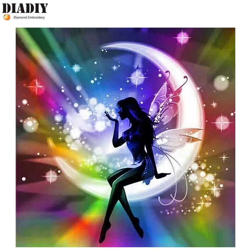 Набор для алмазной живописи Фея на Луне 5D с круглыми/квадратными стразами | Дом и