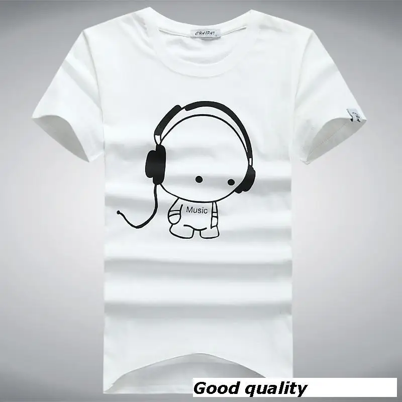 Мужская хлопковая футболка с круглым вырезом короткими рукавами и принтом