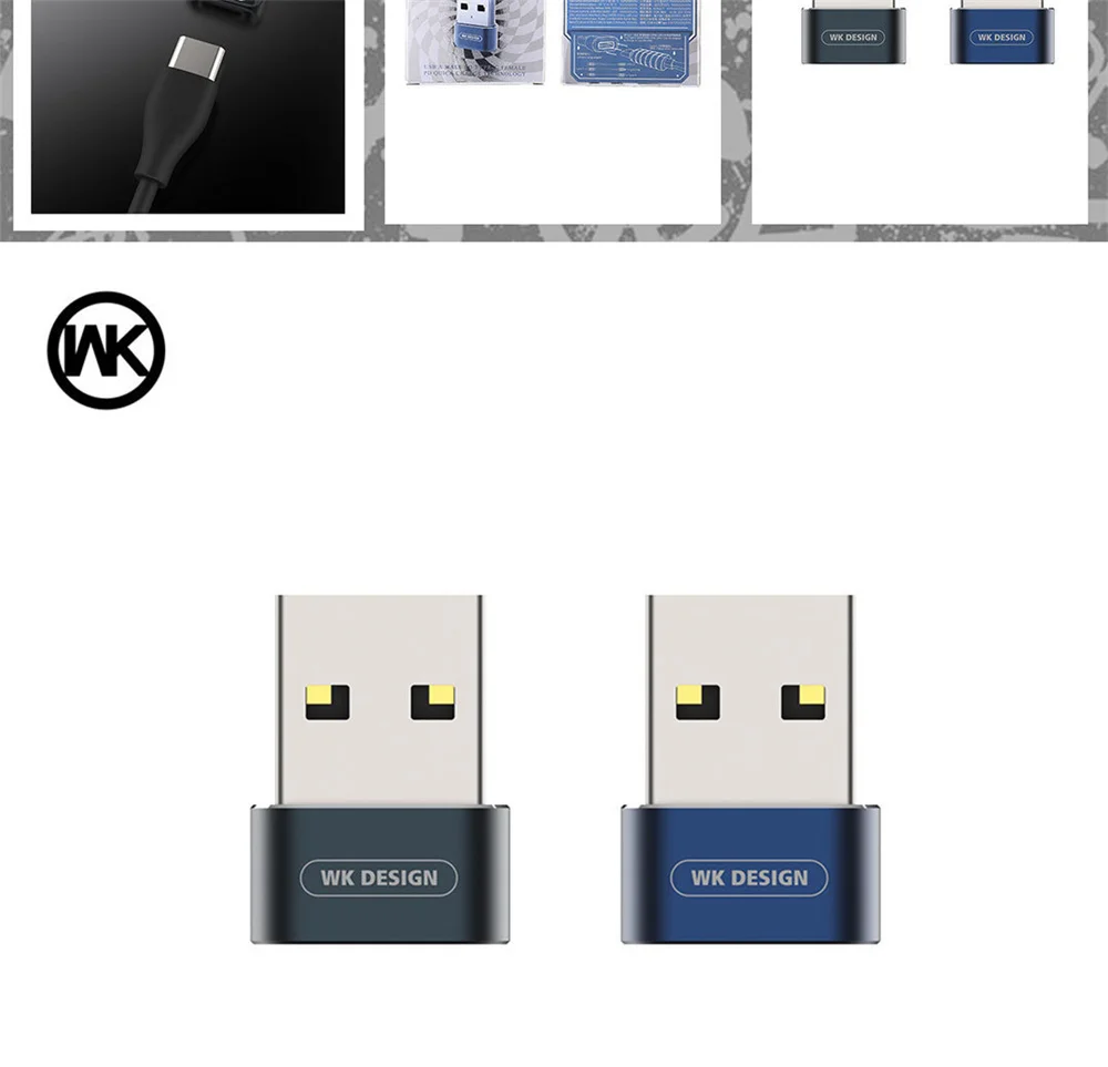 WK дизайн мужской USB-A для женщин тип-c OTG адаптер USB A к USB C зарядки передачи Конвертер Разъем для Macbook samsung huawei P20